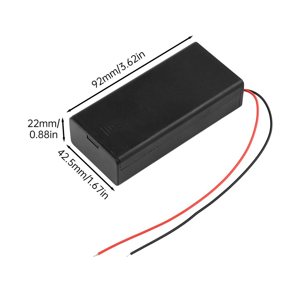 1pcs 18650 Battery Holder Box 2 Slot 3.7V Battery Storage Case 2 Cell Plastic Container With Cover Connect Black Red Wires