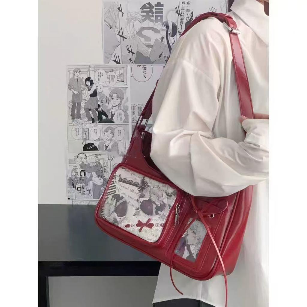 Y2k Harajuku Shoulder Bag Women Korean Transparent Ita Bag School Crossbody Bag Female Japanese Designer Preppy Handbag Purse