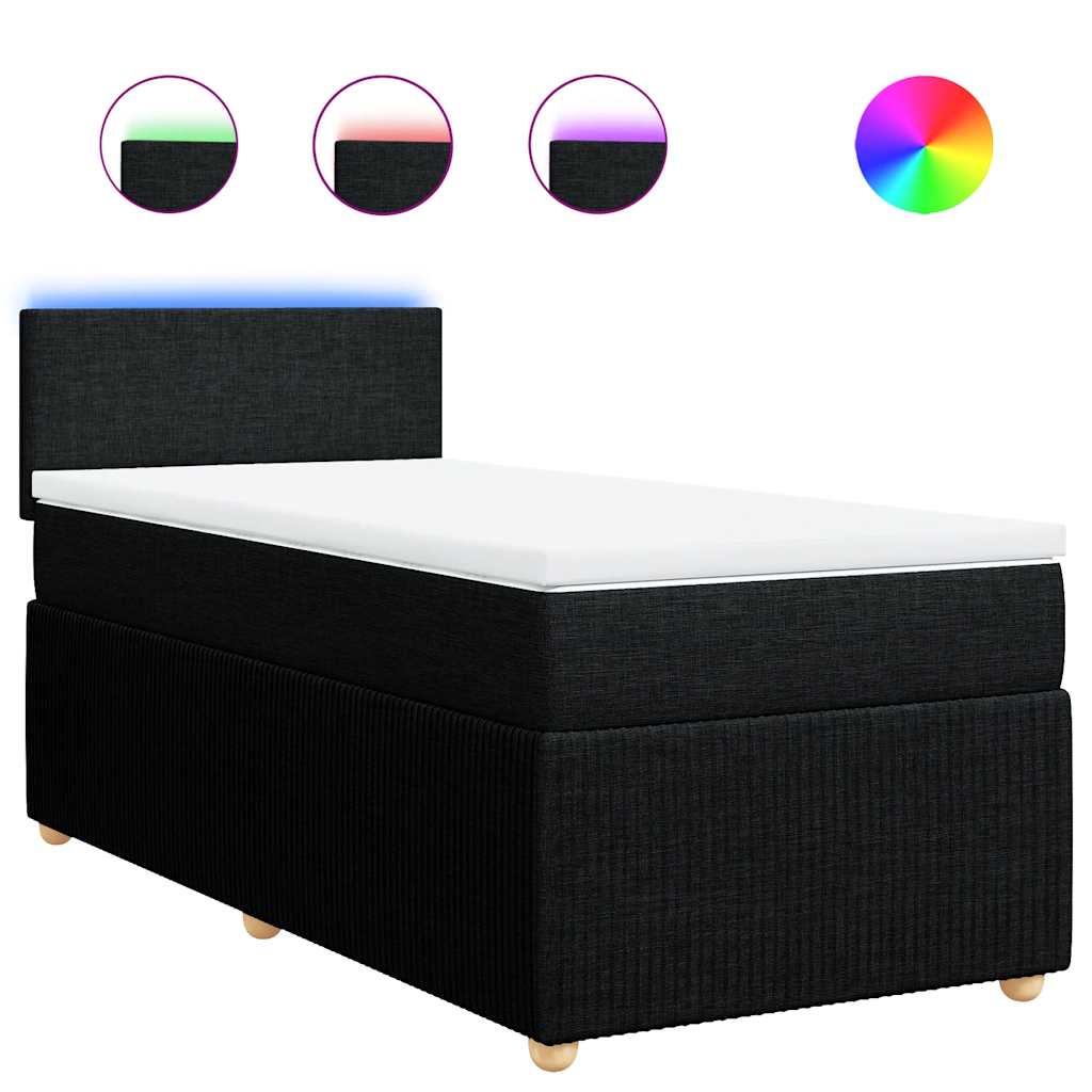 Vidaxl Letto Continentale Con Materasso, Nero, Tessuto, 90X200 Cm