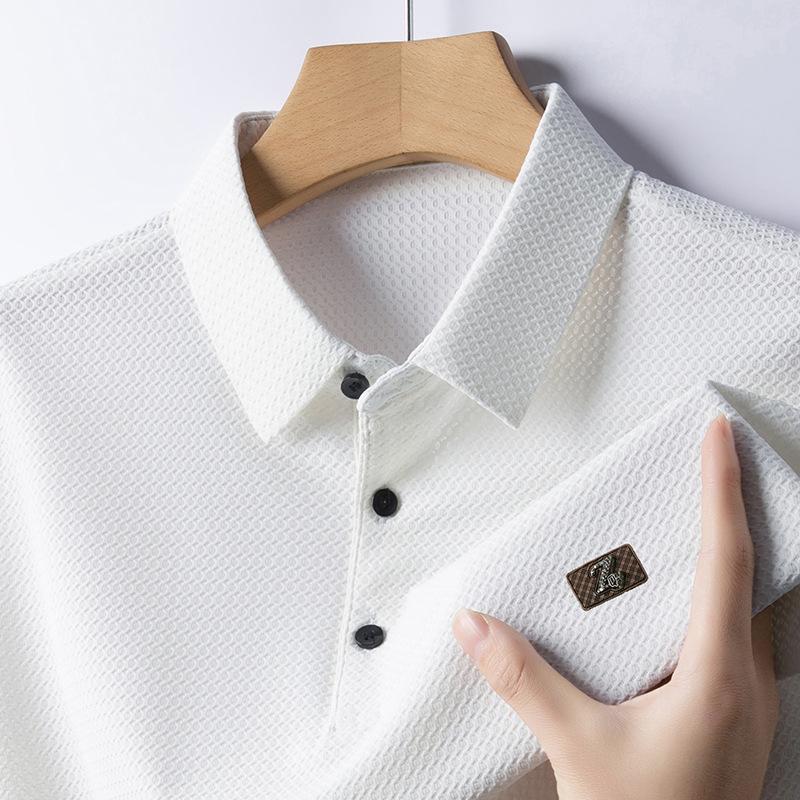 Solid Color Men'S Jacquard Polo Shirt Pullover Bottom Short-Sleeved T-Shirt