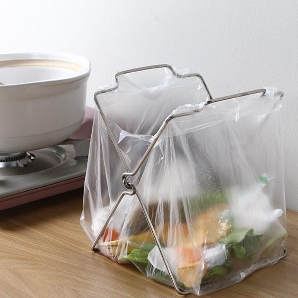 Foldable Garbage Storage Rack Kitchen Organizer Rag Rack Stand Trash Bag Holder  Trash Can