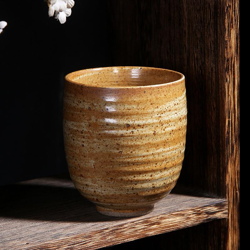 Japanese Coarse Pottery Teacup Single Large Pure Handmade Retro Master Cup Ceramic Coffee Cup in Ancient