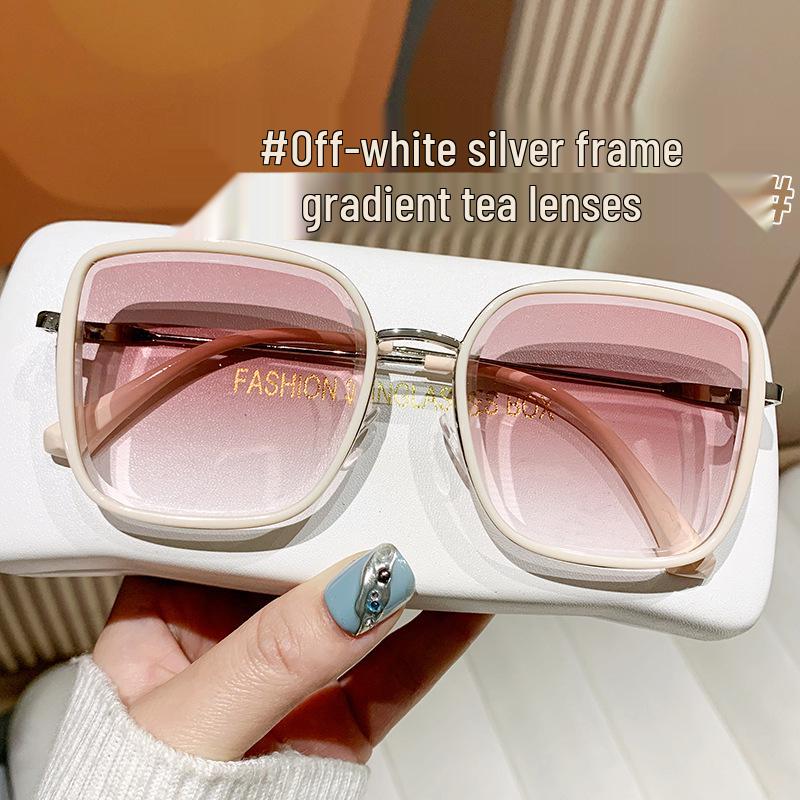Women's High-End Gradient Large Frame Summer Sunglasses - Slimming, UV Protection, Perfect for Driving