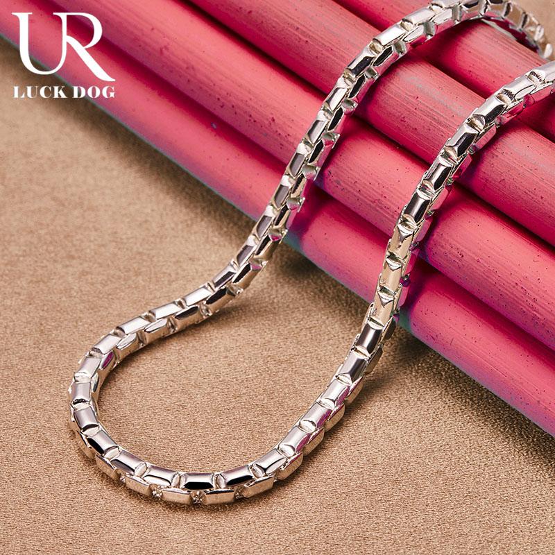Collier pour homme et femme en argent sterling 925 avec chaîne articulée de 4 mm et 45,7 cm, bijoux de mariage à la mode