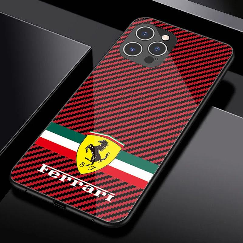 Závodní tvrzené sklo pro telefon pro Ferrari 458 488 599 612 FF F12 Pro iPhone 11 12 13 14 15 16 17Pro X XR XS Max Mini 7 8 Plus