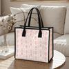 Vintage Pink Floral Tote Bag Casual Large Capacity Daily Handbag