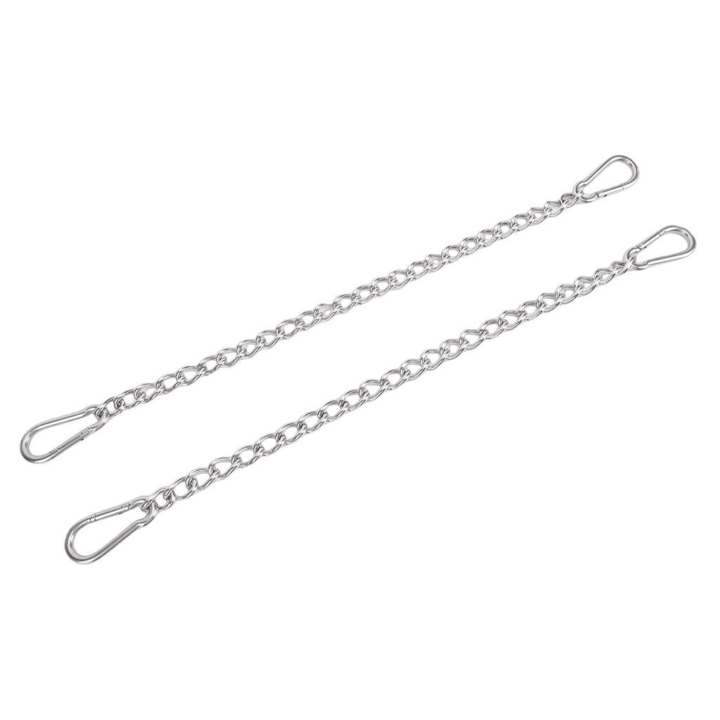 2 Pcs Hanging Chair Chain 660lbs Load Capacity Stainless Steel Hammock Chain with 4 Spring Snap Hook for Swing Punching Bag