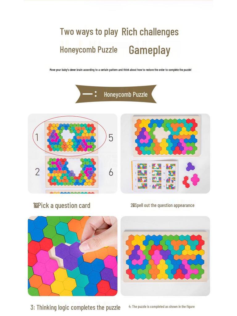 Children's Wooden Tetris Puzzle - Educational Toy for Early Learning and Logical Thinking