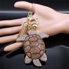 Sweet Cute Cartoon Sea Turtle Keychain Women Men Alloy Full Rhinestone Key Chain Keyrings Hanging Jewelry Accessories K5120S05