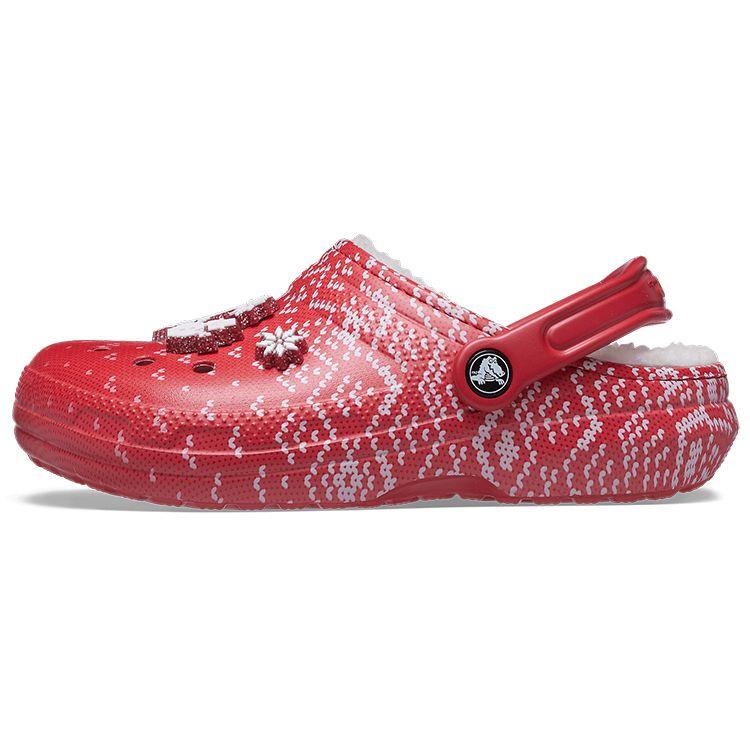 Crocs Classic Lined Clog Holiday Charm - Red Unisex Sneakers White 207687-646