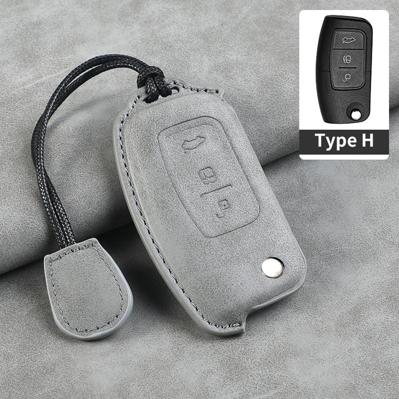 Leather Car Flip Key Case Cover Shell For Ford Focus 2 3 Ecosport C-Max S-Max Ka Mondeo Kuga Galaxy Fiesta Keychain Accessories