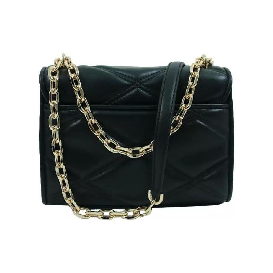 Michael Kors MK Serena Chain Square Metal Buckle Quilted Commuter Leather Envelope Shoulder Bag Crossbody Bag Medium Women Bags Black 35S2GNRL2U-001