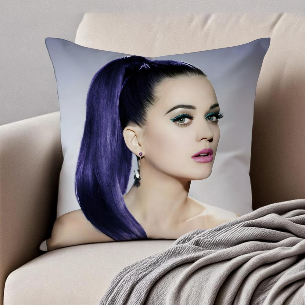 Colorful Popsavvy Singer KKaty Perry Cushion Cover Pillowcase Antidustmite Invisible Zipper Short Plush Sofa Cushion