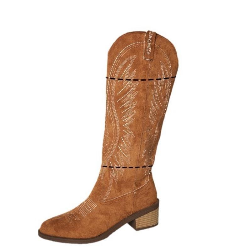 Nya retro broderade Martin-kängor i stor storlek för damer, höst och vinter, tjock klack, mellanhögt skaft, riddarstövlar, korta stövlar