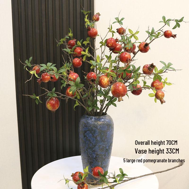 Pomegranate and Persimmon Artificial Flower Branch for Living Room or Dining Table Decoration