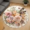 1PC Floral Feathers Office Round Area Rug, Under Office Chairs Bedroom Living Room Home Decor, Carpet for Office -1110110