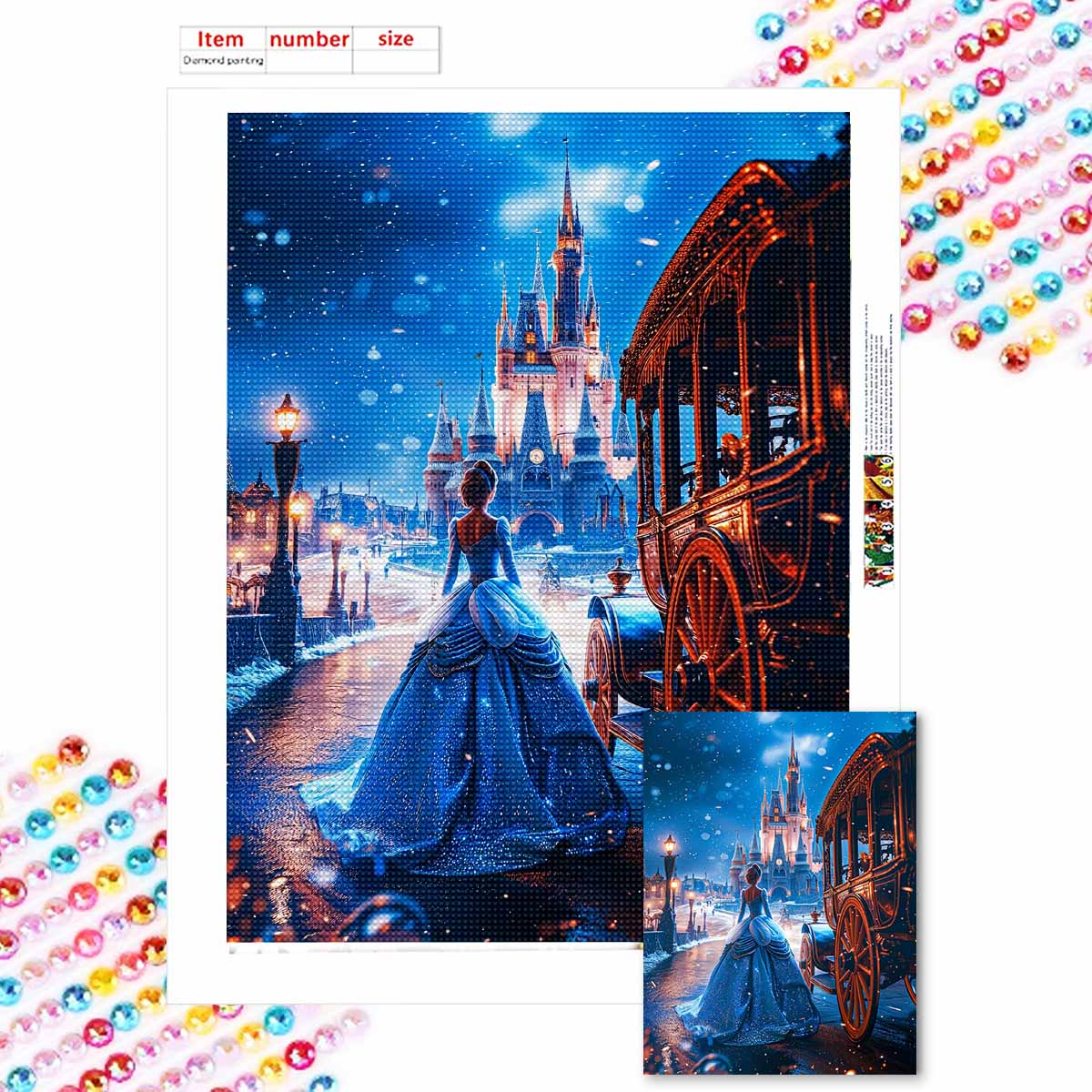 

Наборы для алмазной вышивки 5D «Сделай сам» для взрослых, Золушка вышла из кареты, наборы с полными круглыми кристаллами для начинающих для украшения стен дома Round 20x30cm