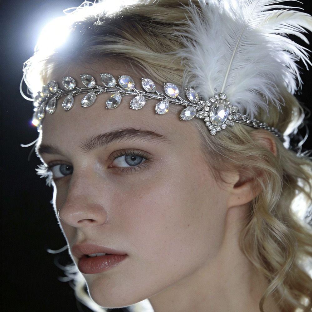 Vintage Gatsby-Style Feather Headband Sequin 1920s Hair Accessories  Stage Performance