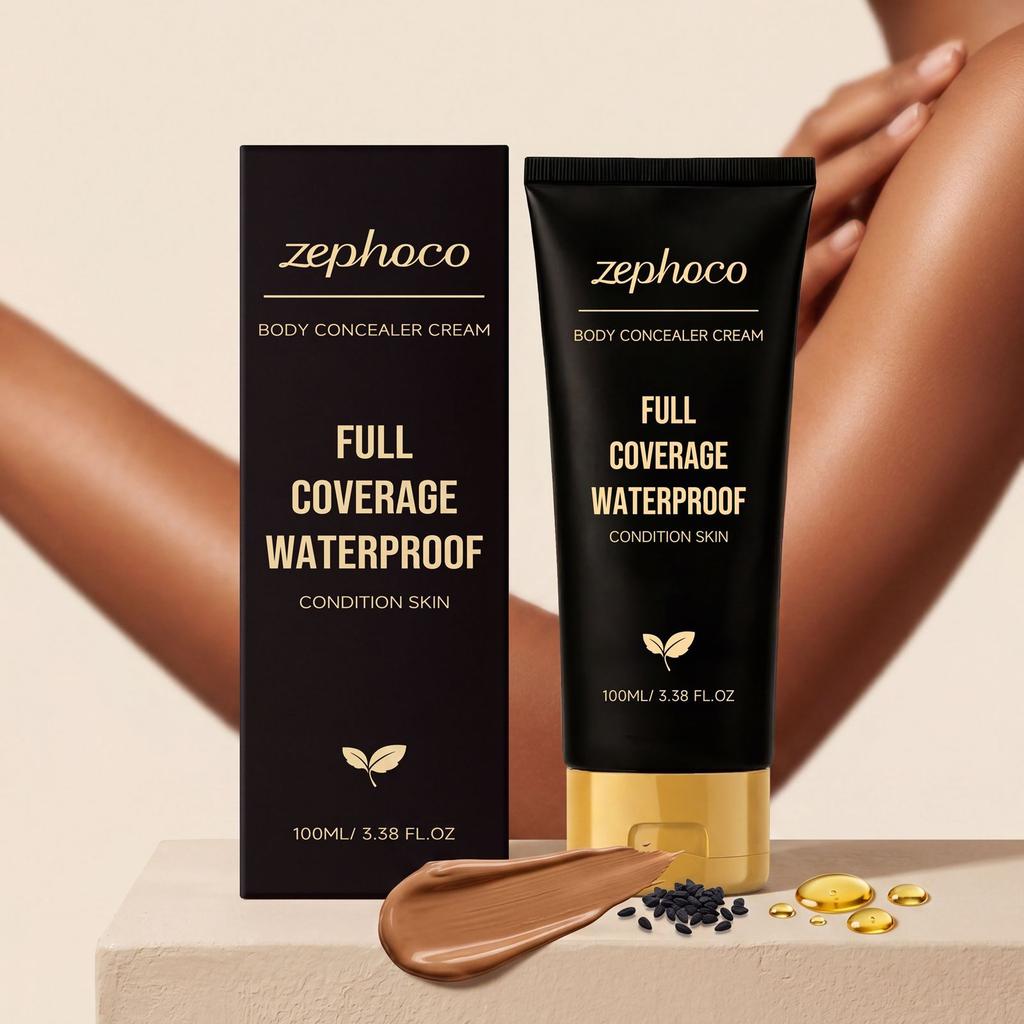 Zephoco Bronze Body Concealer Cream, Natural Skin Tone Coverage, Long-Lasting Flawless Finish, Waterproof & Sweatproof, Oil-Control 100ml