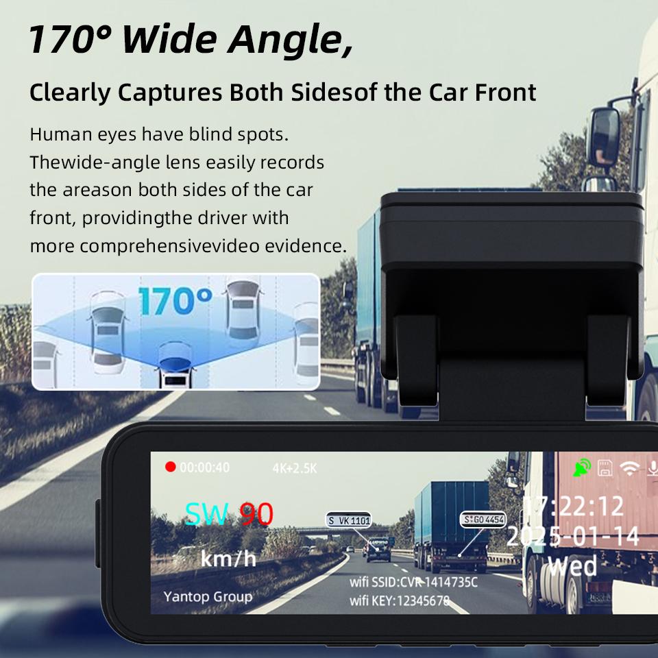 E-ACE Mini Dashcam 4K Car DVR 3.2 IPS Screen Support GPS Speed Display APP WIFI Control 2.5K Rear View Camera 2025 New