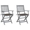 Day and Night - Day and Night Folding Garden Chairs 2 Pcs Cushions Solid Acacia Wood