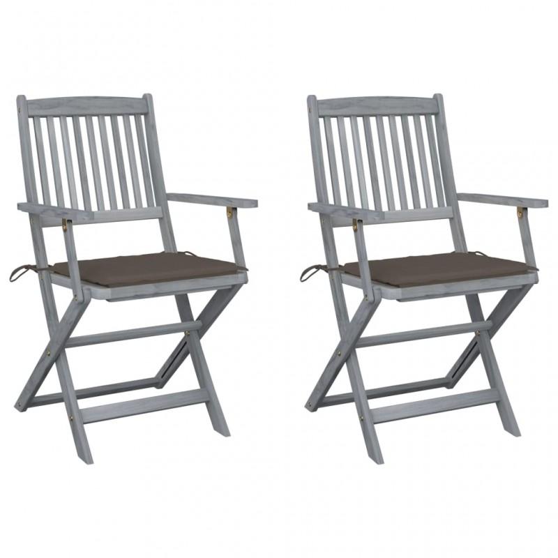 Day and Night - Day and Night Folding Garden Chairs 2 Pcs Cushions Solid Acacia Wood