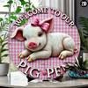 Vintage Pig Metal Wall Art Farmhouse Decor Kitchen Iron Sign