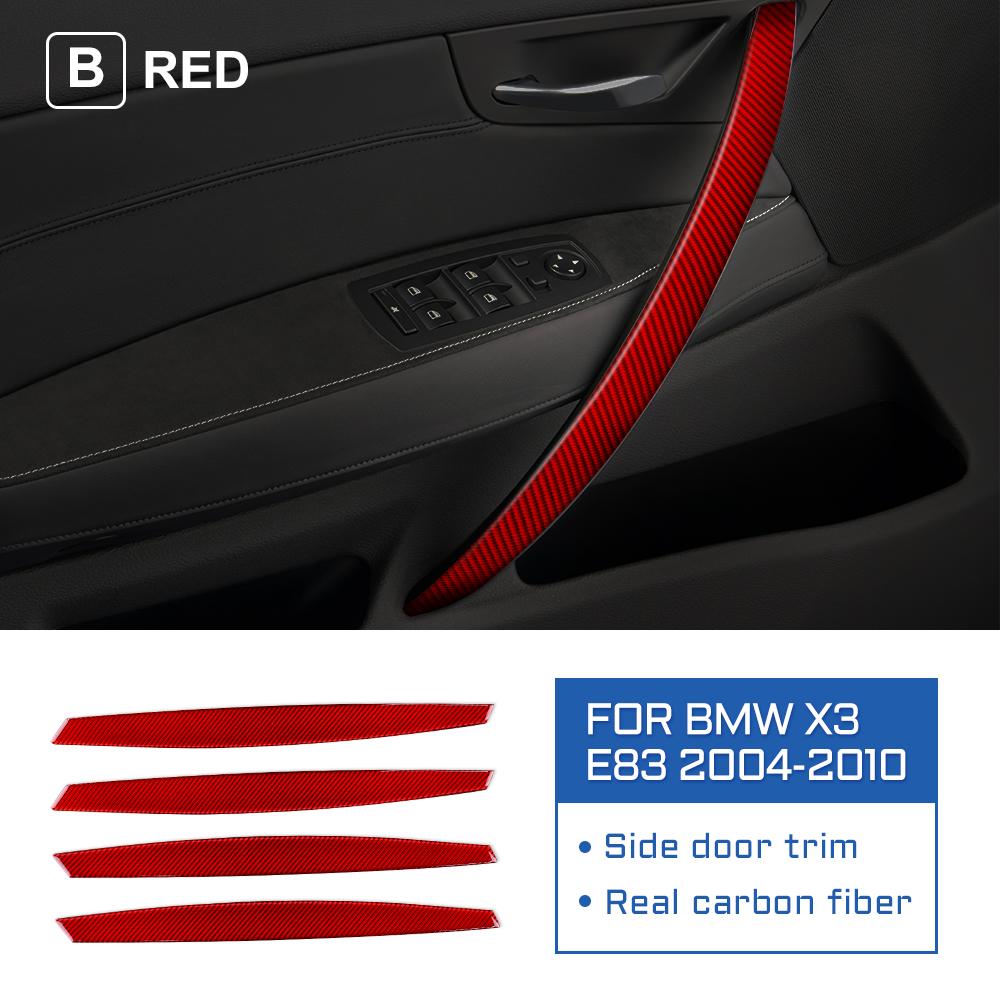

AIRSPEED 4pcs Car Door Handle Trim Sticker Carbon Fiber For BMW X3 E83 2004 2005 2006 2007 2008 2009 2010 Interior Accessories красный