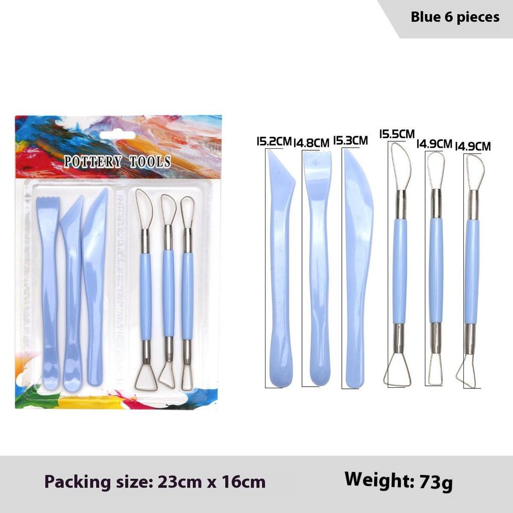 Ceramic Clay Sculpting & Carving Tool Set - 6-Piece Plastic Kit for DIY Art