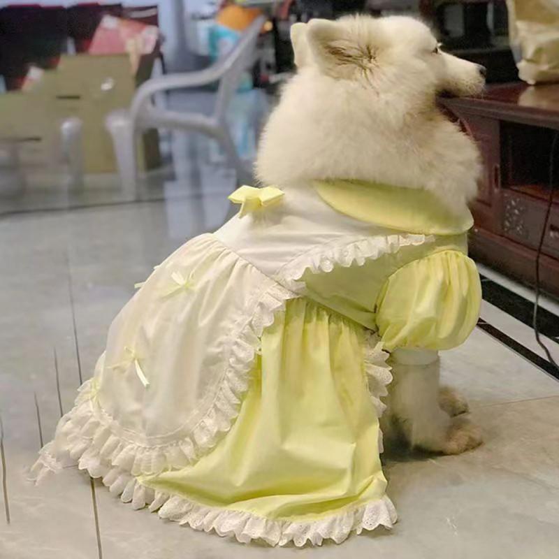 Handgemachtes Lolita-Stil Hundekleid Große Rassen Samojede Golden Retriever Chow Weibliches Dienstmädchen-Outfit