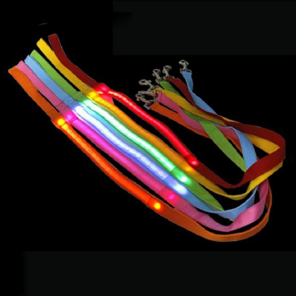 Adjustable LED Light Up Dog Leash Nylon Dog Glowing Walking Rope  At Night
