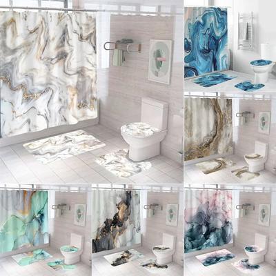 Luxus 3D Marmor Duschvorhang Set Polyester Stoff Wasserdicht Badezimmer Vorhänge Moderner Stil Druck Bad Toilettenabdeckung Matte