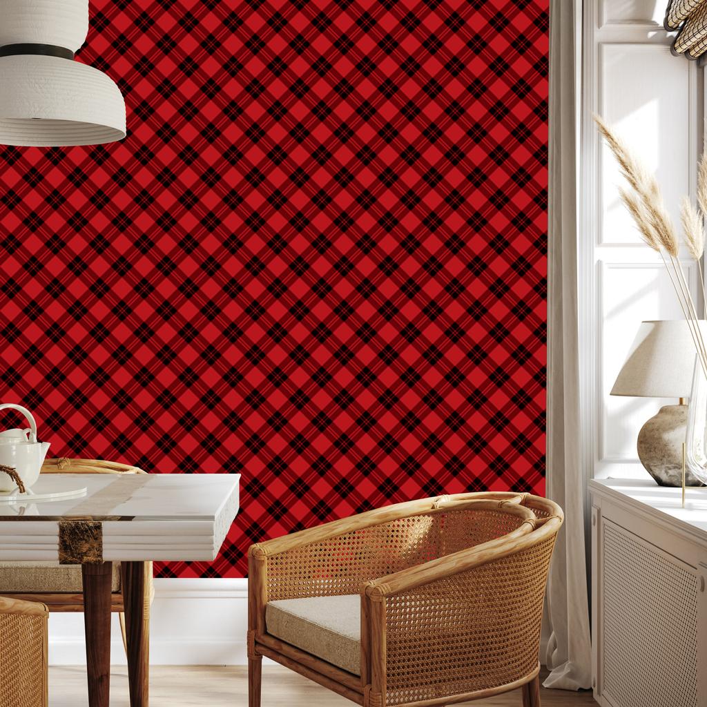 Red Checkered Wallpaper for Living Room and Bedroom 50x1000