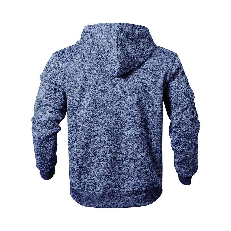 Men Vintage Heavyweight Fleece Lined Hooded Zipper Cargo Pocket Casual Sweatshirt
