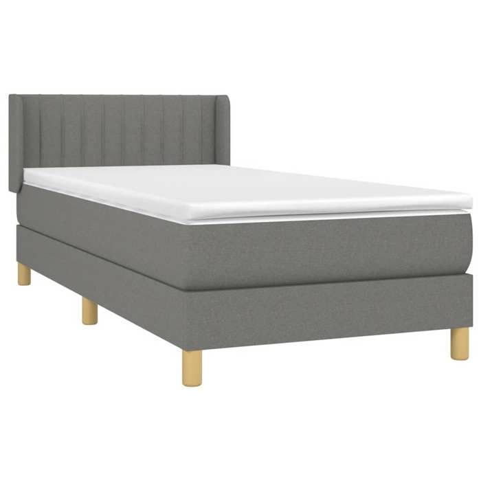 3130386 vidaXL Lit à sommier tapissier avec matelas Gris foncé 80x200 cm Tissu