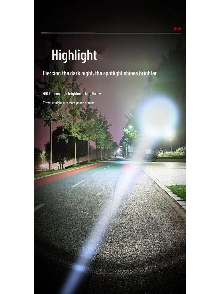 Cross2 T6 Bike Headlight: High Lumen, Power Display, Aluminum Alloy, Type-C Charging, Outdoor Cycling Light