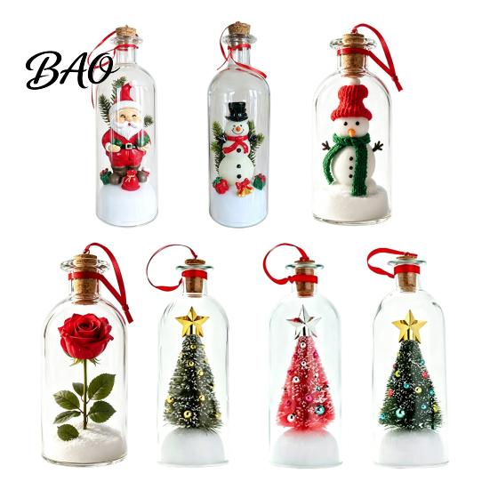Christmas Exchange Gift Ideas Recordable Message in A Bottle, Voice Recording Holiday Keepsake with Glass Snow Decoration Playback Cork, Snowy