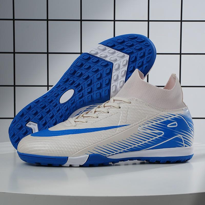High-Cut Football Cleats Men Women Flyknit Upper Rubber Sole Suitable Turf Indoor Outdoor Fields