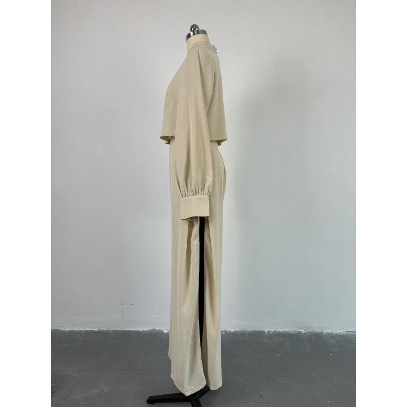 Women's Big Size Loose Half High Neck Long Sleeve Top Casual Suit