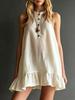 Women Sleeveless Button Front Mini Dress Casual Loose Fit Ruffle Hem Summer Dress