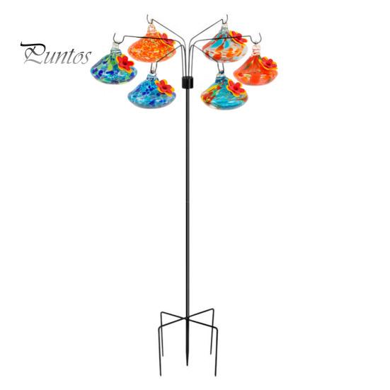 

Кормушка для колибри для улицы, 5 стеклянных кормушек для птиц с металлическим основанием для декора газона на открытом воздухе в саду и патио H