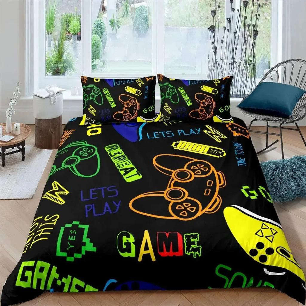 Gaming Bedding Set Game Bed Cover 135 For Adults Kids Soft Microfiber Modern Gamepad Duvet Cover Decorative With Pillowcase