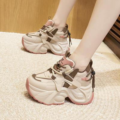 Daddy Shoes Girl 2025 New Autumn Breathable Lightweight Thick-soled Muffin Shoes Versatile Small Inner Height Increasing Women's Shoes