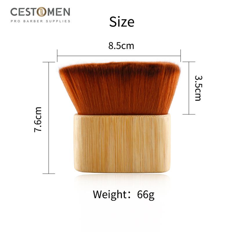 CESTOMEN Professionelle Haarnackenbürste Weiche Faserhaar Bambusgriff Nackenstaubbürste Friseursalon Haarschneidebürste