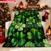 Blanket 1pc Green Clover Leaves Art 2D-Printed Flannel Throw Blanket - Soft And Cozy Suitable for Use On The Sofa While Traveling