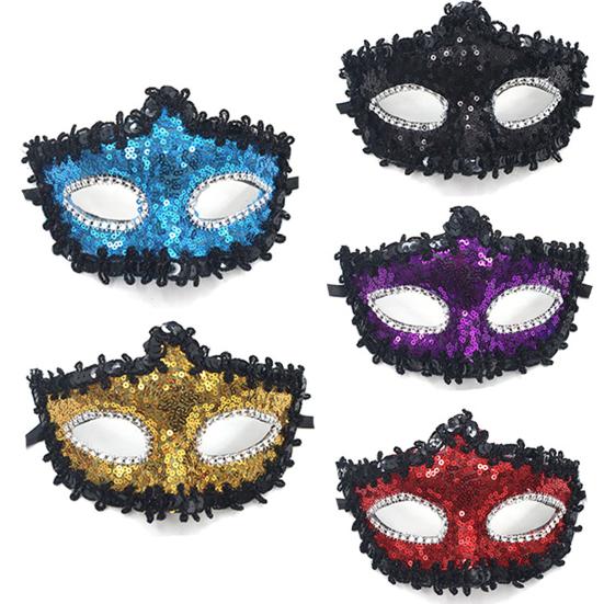Lace Handheld Masquerade Masque with Stick Butterfly Sequin Half Face Eye Cushion for Women Carnival Venetian Prom Halloween Cosplay Parties