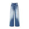 Washed blue high street loose wide-leg jeans women's autumn drop-down high-waisted American design drape trousers