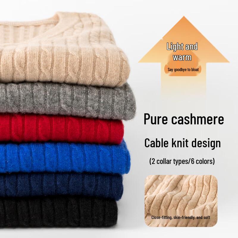 Hengyuanxiang Women's Slim Fit Cashmere Round Neck Sweater