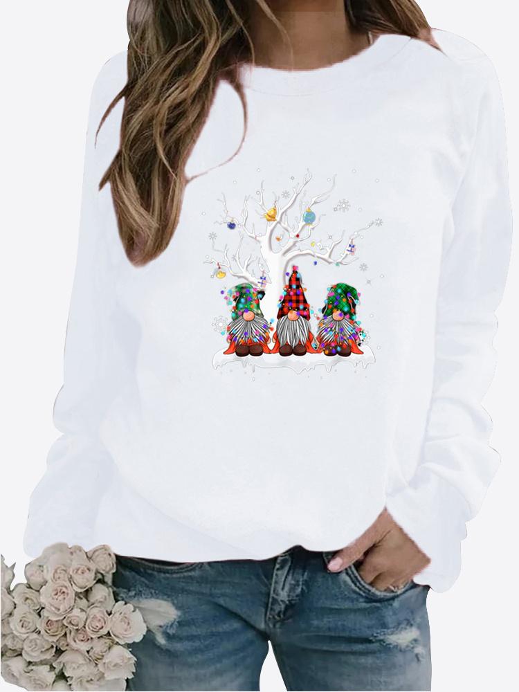 Новый осенний свитер, женский зимний повседневный свитер с длинными рукавами и круглым вырезом, свободные толстовки с принтом черных кошек, топы и блузки, футболки больших размеров XS белый