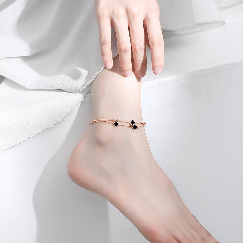 Four-Leaf Clover Anklet Female New Tide Sexy Senior Sense Of Foot Chain Tanabata Gift To Girlfriend